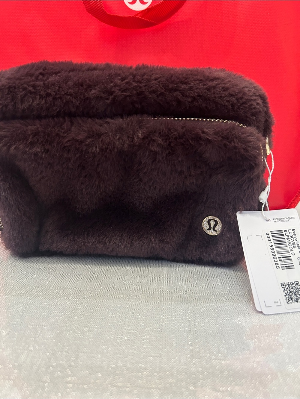 lululemon athletica Brown Faux-Fur Everywhere crossbody plush fleece BNWT